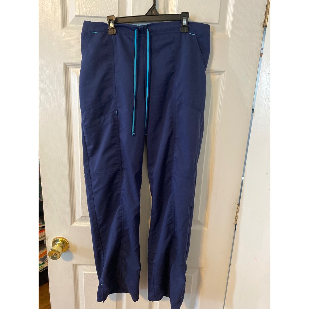 Scrubstar Navy Blue Cargo Scrub Pants Teal Drawstring Small S Medical Uniform